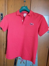 polo lacoste live xs  mixte rouge gros logo