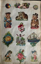 CHROMOS GAUFFRES XIX éme SIECLES PAGE D'ALBUM  DIVERS + SINGES DEGUISES