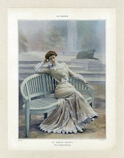 "Mlle MARTHE BRANDÈS" Planche originale entoilée publiée dans LES MODES en 1902 