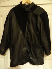 Veste femme cuir et daim noire