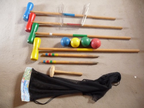 Jeu croquet ancien bois - jeu,