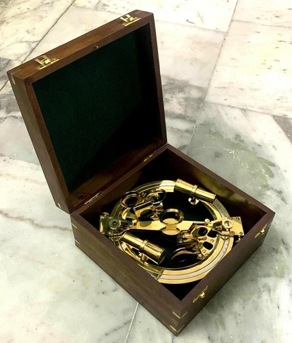 Ancien sextant rond laiton - sextant, en