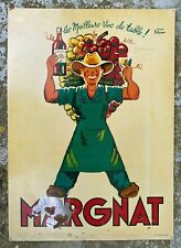 Grande tôle pub ancienne Les Vins Margnat , signée Bellenger, Imp. Sirven