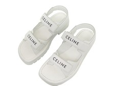 NEUF CHAUSSURES CELINE CHUNKY SANDAL 45 346753338C.01OP 42 CUIR BLANC WHITE 850€