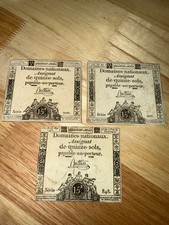 LOT DE 3 ASSIGNAT DE QUINZE SOLS  DOMAINES NATIONAUX (DIVERSES DATES)