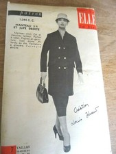  ANCIEN PATRON ELLE NEUF "  CREATEUR LOUIS FERAUD MANTEAU JUPE DROITE  38 AU 50 