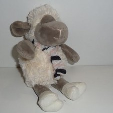 Doudou Agneau Mouton - Echarpe Blanc Noir Rose