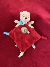 ?? Doudou WINNIE L OURSON mouchoirs Rouge 3 Nouettes DISNEY BABY Jamais Servi