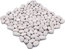 Galets Naturels En Pierre Crème Blanc Courbés Mur WC | 1 Tapis 30-0102