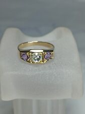 bague ancienne or 18 carats Diamants De 0.65cts Épaulé D'améthyste