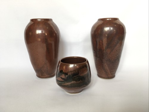 Vases grès émail - Émail, brun