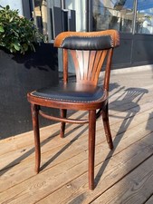 Lot 4 Chaises bois bistrot, vintage, cloutée, assise cuir