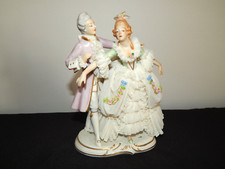 ANCIENNE SCULPTURE en PORCELAINE SAXE DRESDEN Danseurs Signée E.Bohne Fils ?