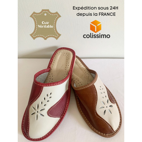 Pantoufles cuir femmes - cuir,
