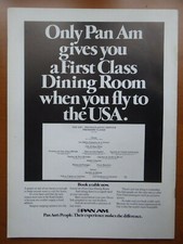 10/1978 PUB PAN AM AIRLINE BOEING 747 AIRLINER FIRST CLASS DINING ROOM AD