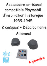 custom WW2  Playmobil (thème historique 39-45) - 2 casque +décalcomanie Allemand