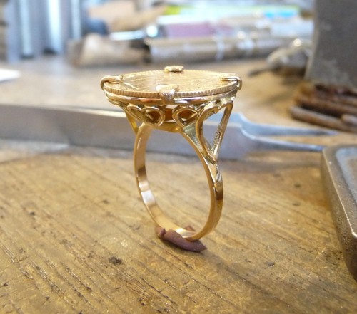 Bague pièce carats coeur - bague,