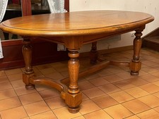 table en chêne massif, 2 rallonges et 6 chaises