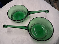 2 "CASSEROLES" DECORATIVES EN VERRE SOUFFLE VINTAGE TRES BON ETAT