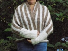 gilet cape femme rayé laine