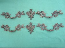 4 grandes poignées 2 entrées laiton style Louis XV tiroirs meuble commode 27 cm