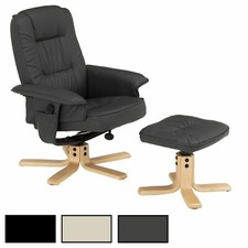 Fauteuil de relaxation inclinable avec repose-pieds pouf revêtement synthétique