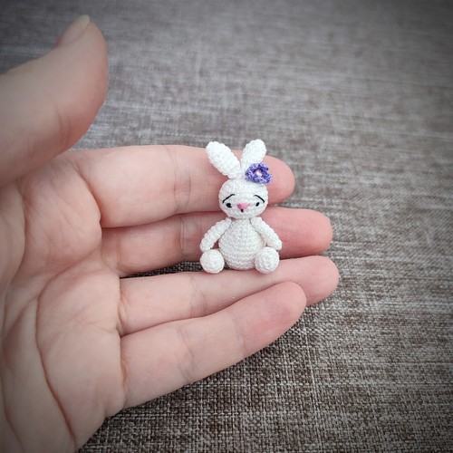 Miniature bunny crochet - ., white