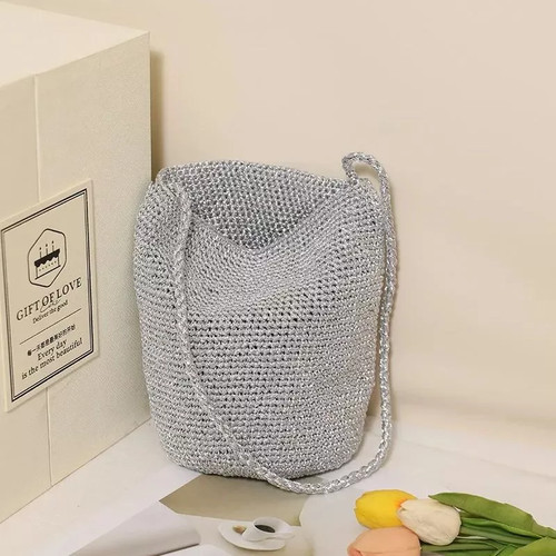 Borsa seau paille argenté - borsa,