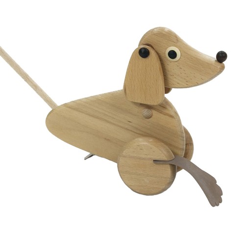 Jouet bois chien pousser - bois,