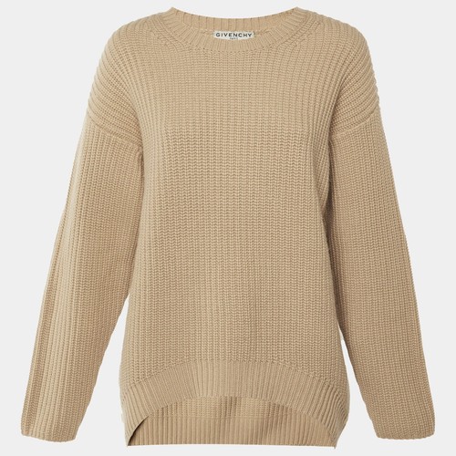 Pull col rond beige - , cachemire