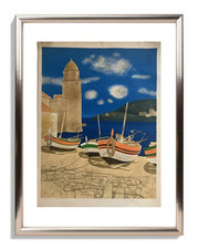 YVES GANNE (1935-2019) LITHOGRAPHIE ORIGINALE PORT DE COLLIOURE 1960 (182)