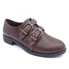 Derbies Boucle Chaussure Femme 36 37 38 39 - Noir Gris Marron Argent Rock clous