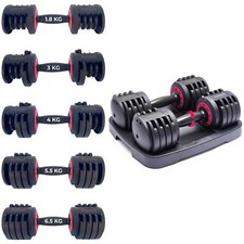 Paire Haltères Poids Gymnastique Maison De 1.8 A 6.5 KG - 5 Niveaux Réglable Set