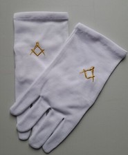 GANTS MACONNIQUES BLANCS COTON