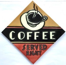 CARREAU DE CARRELAGE PUBLICITAIRE DESSOUS DE PLAT COFFEE SERVED RIGHT CAFE NOIR