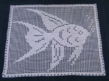 Napperon Poisson tropical au crochet  en coton  .Linge de table fait main neuf.