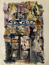 Belle Peinture 1956 Gouache Papier Expressionniste Expressionnisme Hôtel Ancien