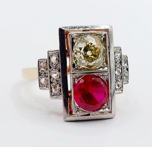 Bague tank art deco - , or