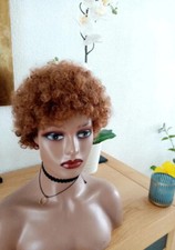 Perruque 8 Pouces Courtes Afro Crépus Bouclés blond doré pour femmes noire