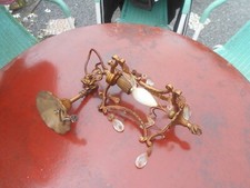 Lustre  Ancien Support Bronze  1  Branche avec Pampilles