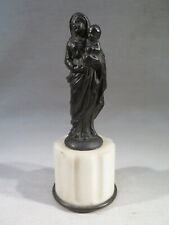 ANCIENNE JOLIE SCULPTURE VIERGE A L'ENFANT EN FONTE DE FER SOCLE MARBRE 