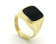Chevalière Bague pour Hommes Onyx 14 Carats or Jaune 6,4 G Gr. 62