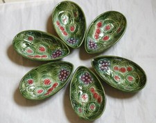 6 ramequins plats avocats dessert barbotine ancienne French majolica dishes
