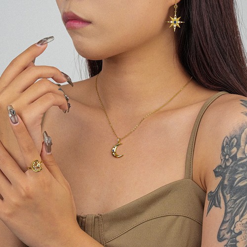 Collier pendentif lune - lune, argent
