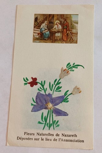 Relique image pieuse fleurs - image,