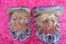 2 Vieux Masques Muraux En Bois, Wurzelsepp !
