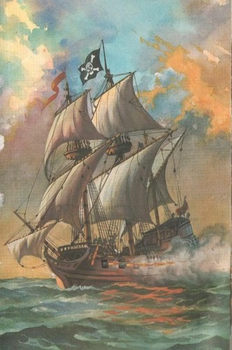 Toile tableau bateau pirate - toile,