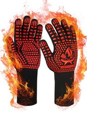 Gants de Barbecue Gants Anti Chaleur Jusqu'à 800°C Antidérapants Silicone Ign...