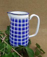 ANCIEN PICHET EN ÉMAIL - MOTIF À CARREAUX - TORCHON - H : 17cm - BB FRÈRES