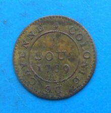 Louis XVI , Guyane Cayenne French Guiana , 2 sous 1789 A , pas mal !